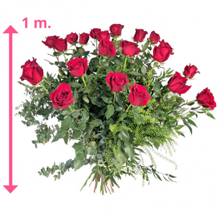 24 ROSAS ROJAS DE 1 METRO DE LONGITUD