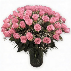 JARRÓN CON RAMO DE 100 ROSAS COLOR ROJO