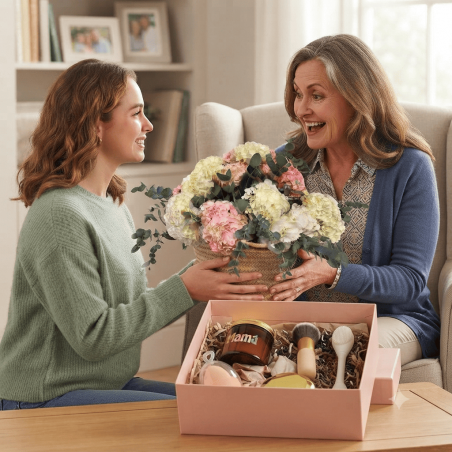 CANASTA DE HORTENSIAS & CAJA SPA PARA MAMÁ