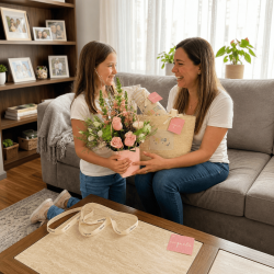 FLORES & BOLSO DE REGALO PARA MAMÁ