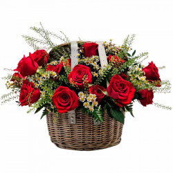 CANASTA DE ROSAS ROJAS & DULCE SORPRESA